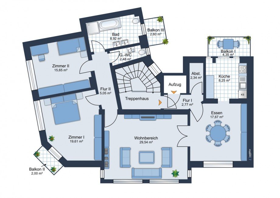 - Nicht ma�stabsgetreu und ohne Gew�hr - Etagenwohnung Mainz